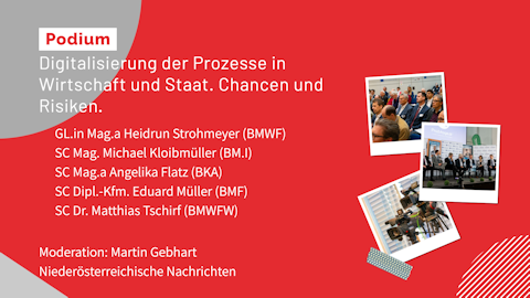 Podiumsdiskussion: Digitalisierung der Prozesse in Wirtschaft und Staat. Chancen und Risiken. Braucht es Regulierungsmaßnahmen?